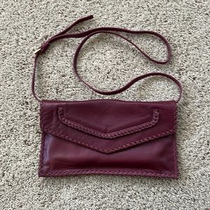Sondra Roberts Burgundy Leather Clutch Bag